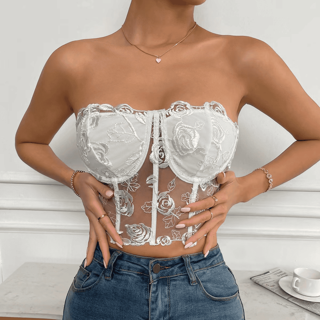 Fitted Plunging Neck Black Lace-Up Top