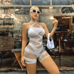 Women Sexy Hollow Beaded Cross Stripe Sexy Lingerie