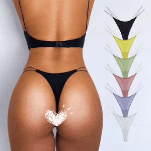 Suxm Ladies Thong Thong Panties Bikini Lightweight No Show Underwear Bag (2 Pieces - Yellow, Black)
